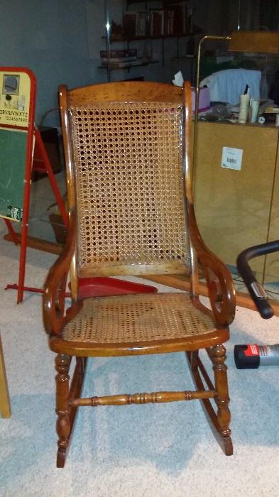 Antique cane rocking chair
