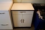 vintage black on white kitchen cabinet 