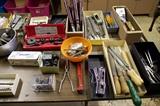 hundreds of quality hand & power tools and hundreds of accessories - lots of fixe it parts - lots of project magazines - lots of vintage wood accessories - amazing work bench  & so much more 