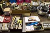 hundreds of quality hand & power tools and hundreds of accessories - lots of fixe it parts - lots of project magazines - lots of vintage wood accessories - amazing work bench  & so much more 
