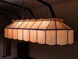 Classic stained glass pool table light, measures 4' 2" long x 1' tall