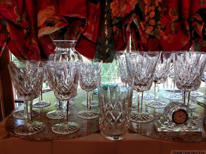 Waterford Crystal "Lismore" pattern stemware - 8 each of 2 sizes, + a lone tea glass