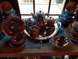 Horrible picture, but this is an entire set of Japanese blue/gold lusterware chine - the next pic shows the true colors.