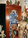 Curio cabinet with blue wares