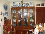 Mahogany china cabinet with porcelains