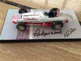 Watson Roadster – #3 –Leader Card 500 Roadster - 1962 Indy 500 Winner w/ the following Autographs:
Roger Ward (Driver)
AJ Watson (Builder & Chief Mechanic)

