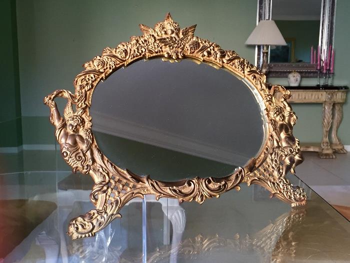 Pretty Victorian gilt table mirror