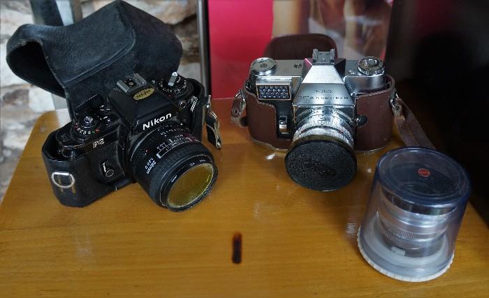 Nikon FG and Kodak Retina Reflex III cameras and gear