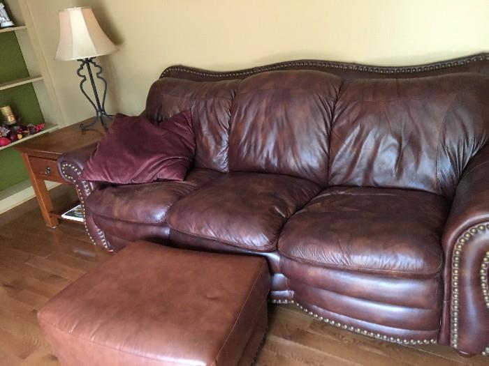 Custom Leather Brown Couch