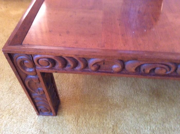 Carved detail, cocktail table