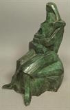 Lot 3:  Modernist Heavy Bronze Sculpture. Embracing Seated Couple. Green Patina finish. #225/9B. : Dimensions:  H: 11.5 inches: W: 6 inches: D: 9 inches --- US Shipping charge: $35