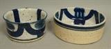 Lot 28:  2pcs RORSTRAND Studio Swedish Pottery. Two Deep Bowls with cobalt geometric glaze patterns. Both Marked RORSTRAND, Atelje Sweden. Scandinavian-Modern.: Dimensions:  H: 3 inches: W: 5.5 inches: D: 5.5 inches --- US Shipping charge: $35