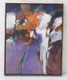 Lot 100:  NED O WERT Modernist Oil Painting. "January Evening" Signed & dated '71 on canvas. : Dimensions:  Image Size: H: 41 inches: W: 32 inches --- 