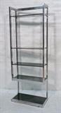 Lot 160:  Modernist Chrome & Smoked Glass Etagere Shelf Unit. : Dimensions:  H: 80.5 inches: W: 30 inches: D: 14 inches --- 