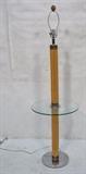 Lot 174:  GABRIELLA KRESPI style Rattan Floor Lamp with glass table top. Vertical rattan rods. Chrome accents. Not marked. : Dimensions:  H: 57 inches: W: 18 inches --- 