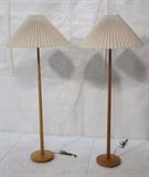 Lot 181:  Pr Swedish Modern Floor Lamps. Scandinavian Modernist form. Scalloped shades. Made in Sweden.: Dimensions:  H: 58 inches --- 