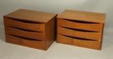 Lot 203:  Pr Three Drawer Desk Top Accessories. ARNE VODDER style. Danish Teak. : Dimensions:  H: 9.75 inches: W: 15.5 inches: D: 10.25 inches --- 