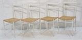 Lot 247:  Set 4 Italian Gio Ponti Style Modernist Chairs. Woven seats.: Dimensions:  H: 33.5 inches: W: 16 inches: D: 16 inches --- 