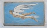 Lot 283:  EMLEN ETTING Oil Painting on Canvas. "Departure of Icarus" Winged man flying. Signed on Canvas. Dated on back '63.: Dimensions:  H: 28.5 inches: W: 47.5 inches --- 