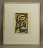 Lot 287:  ANTHONY QUINN Pencil Signed Print. Colorful Abstract Modernist. Signed & numbered 303/1000.: Dimensions:  Image Size: H: 11 inches: W: 8.5 inches --- 
