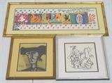 Lot 292:  Lot 3 pcs Art Prints. 1) Bernard Buffet of Matador Head. 2) Georges Braque  "horse Chariot with Charioteer. 3). Henri Matise Colorful Print with Floral &cut out images: Dimensions:  Image Size: H: 12.5 inches: W: 32 inches --- 