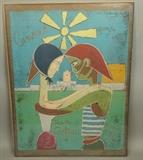 Lot 293:  JEAN COCTEAU "Cannes Juliet 1961. Lithographic Print. Signature in print. : Dimensions:  Image Size: H: 24 inches: W: 18.25 inches --- 