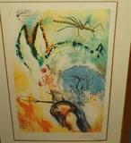 Lot 317:  Salvador DALI Down the Rabbit Hole Print.  Signed and Numbered LXXIX/CCC. Alice in Wonderland Series Print.: Dimensions:  Image Size: H: 23.5 inches: W: 13.5 inches --- 