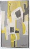 Lot 371:  Large TEICHMAN de Stijl style Oil Painting. Yellow, gray, black. Signed. Dated 67: Dimensions:  Image Size: H: 50 inches: W: 30 inches --- 