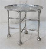 Lot 380:  ARTHUR COURT Aluminum Ball & Claw Foot Table. Tray Top is removable. Textured legs. Marked: Dimensions:  H: 21.5 inches: W: 23 inches: D: 15 inches --- 