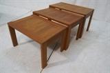 Lot 401:  Set Three Nesting Tables. Danish Modern Teak. Not marked: Dimensions:  H: 17.5 inches: W: 29 inches: D: 17.5 inches --- 