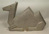 Lot 427:  Heavy Metal Figural Camel Sculpture. Modernist: Dimensions:  H: 16 inches: W: 21 inches: D: 3.5 inches --- 