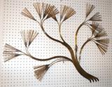 Lot 444:  C JERE Wispy Tree Metal Wall Sculpture: Dimensions:  H: 29 inches: W: 38 inches --- 