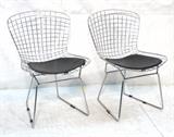 Lot 471:  Pr HARRY BERTOIA Grid Chairs. All chrome frames. Black vinyl seat cushions. : Dimensions:  H: 32.5 inches: W: 21 inches: D: 19.5 inches --- 