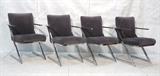 Lot 499:  Set 4 Tubular Chrome "Z" Dining Chairs. Plush gray fabric. All with arms. : Dimensions:  H: 34 inches: W: 21 inches: D: 26.5 inches --- 