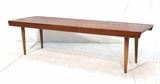 Lot 503:  American Modern Slat Bench Seating. Tapered peg legs: Dimensions:  H: 16 inches: W: 60 inches: D: 18 inches --- 