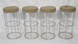 Lot 515:  Set 4 Chrome Thin Tube Bar Stools. Vinyl seats. Round column form. : Dimensions:  H: 31 inches: W: 15 inches: D: 15 inches --- 