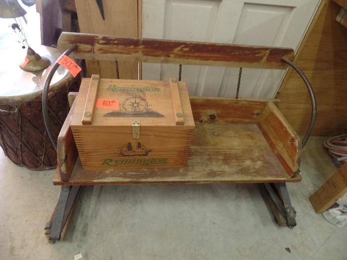 Actual Buggy Bench made into a Decor Bench and a Wood Locking Ammo Box.