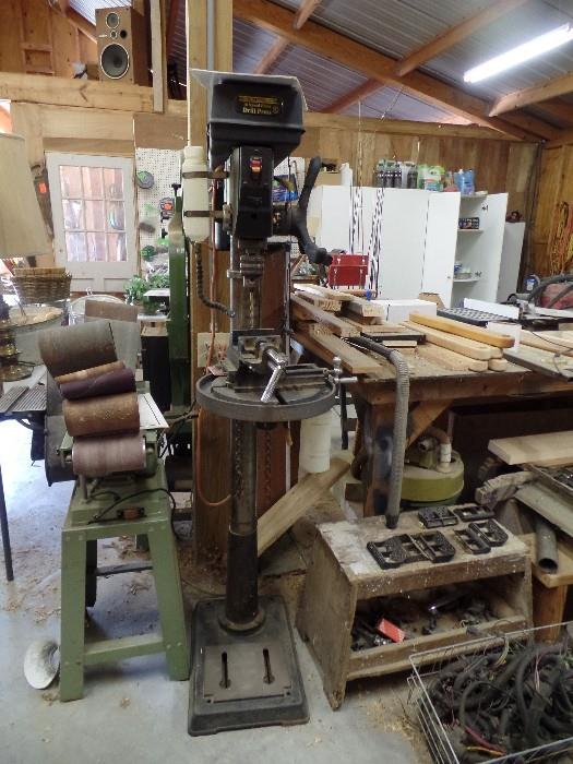 Sander, Drill Press and Work Tables
