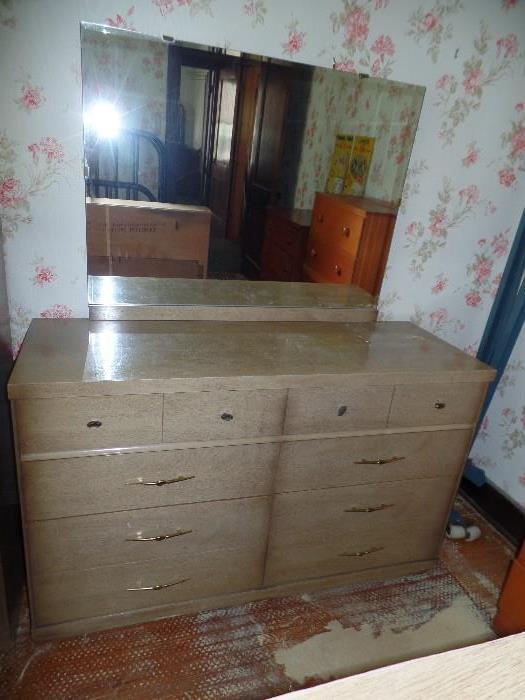 mid- century dresser with mirror