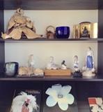 Art & Studio Glass; Porcelain Figurines by Royal Copenhagen and B&G; Buddha Shrine, Dolls & Books