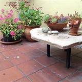 Custom Slate Top Table and Plantings in Pots