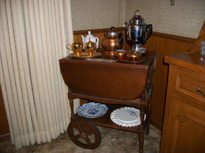 Vintage Tea Cart with slide out drawer very cool.