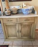 Marble Top Cabinet, Clay City Pottery,Temptations Bakeware