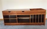 Danish modern rosewood entertainment cabinet from International Design Center. 