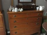 Cherry dresser, child's white ironstone