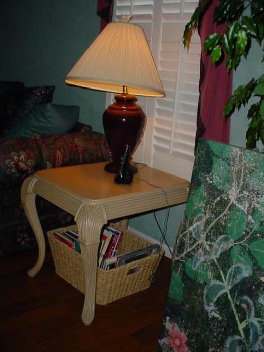 Pair of end tables and lamps