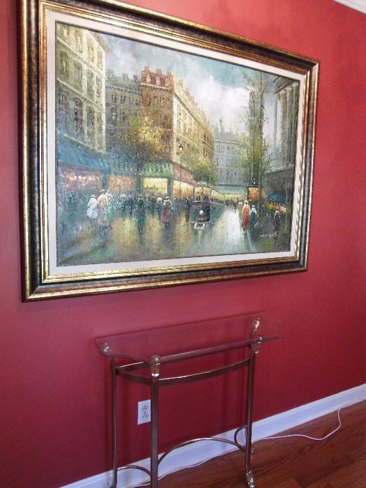 Oil Painting/ framed artwork...  metal and glass tables