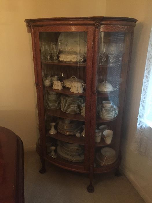 Tiger oak antique china/curio cabinet