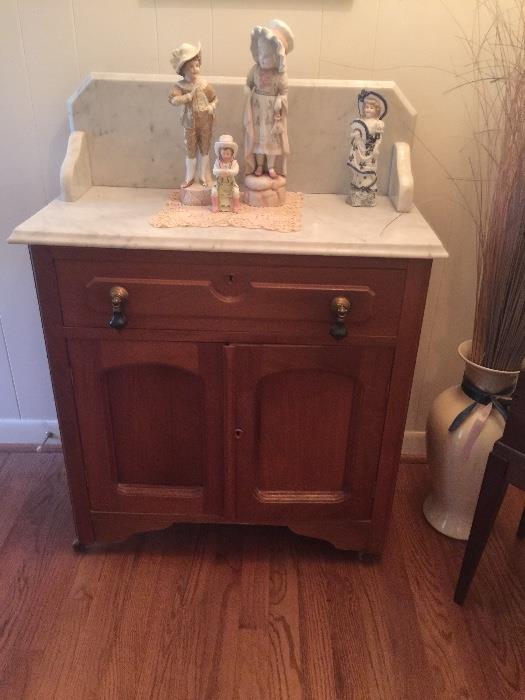Antique Eastlake marble top wash stand