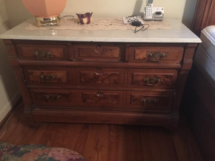 Eastlake chest with marble top